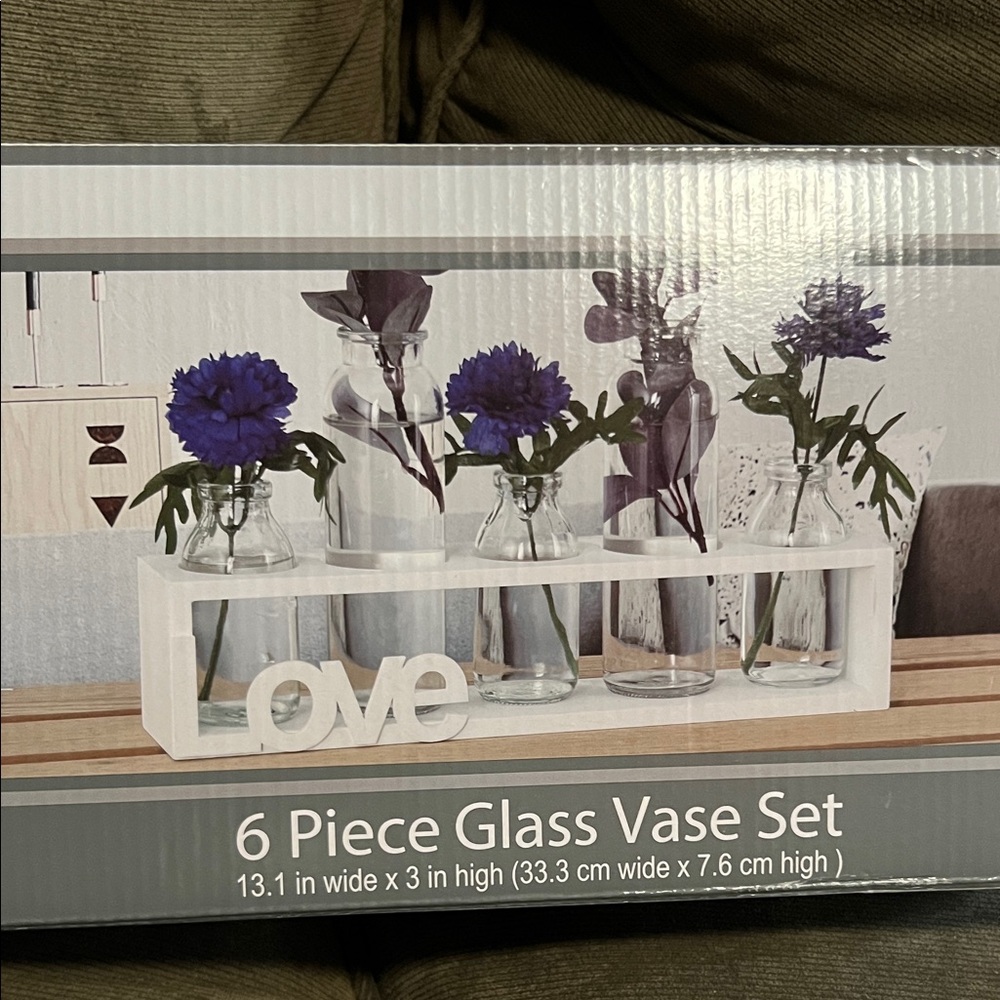 Chic Glass Vase Set with White Holder